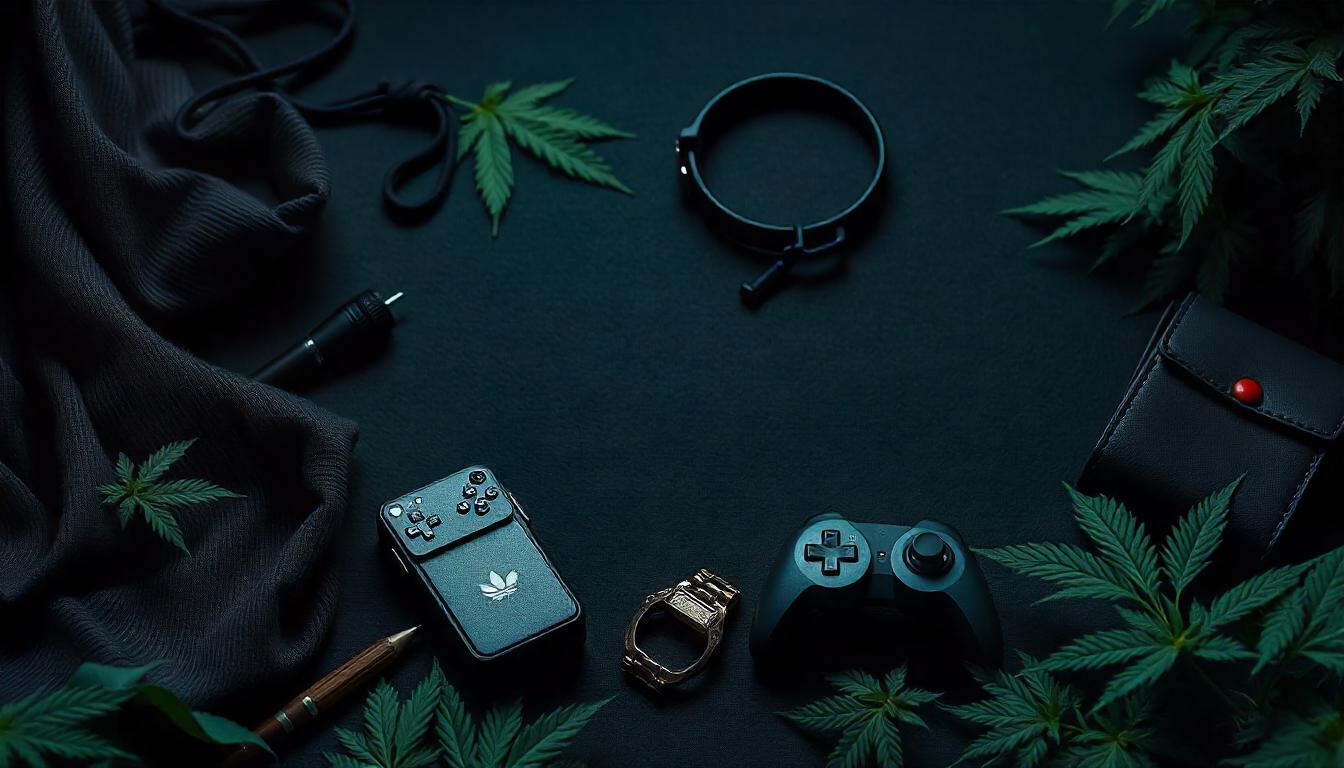 pikaso_texttoimage_Clothes-accessories-games-cannabis-dark-banner-for (2)